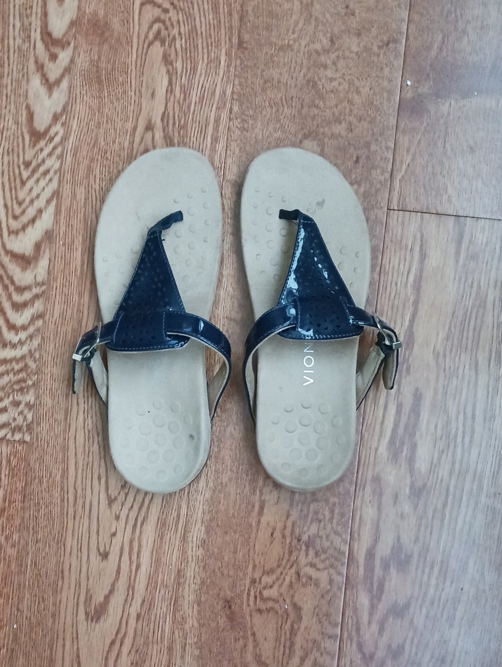 Vionic Sandals Navy Blue Patent Sz 7